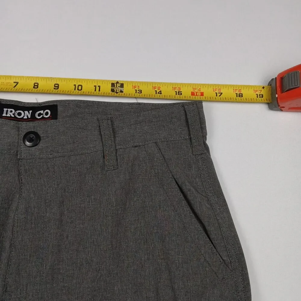 Iron Co Mens Size 32 Hybrid Cargo Shorts Stretch Quick Dry Gray Utility